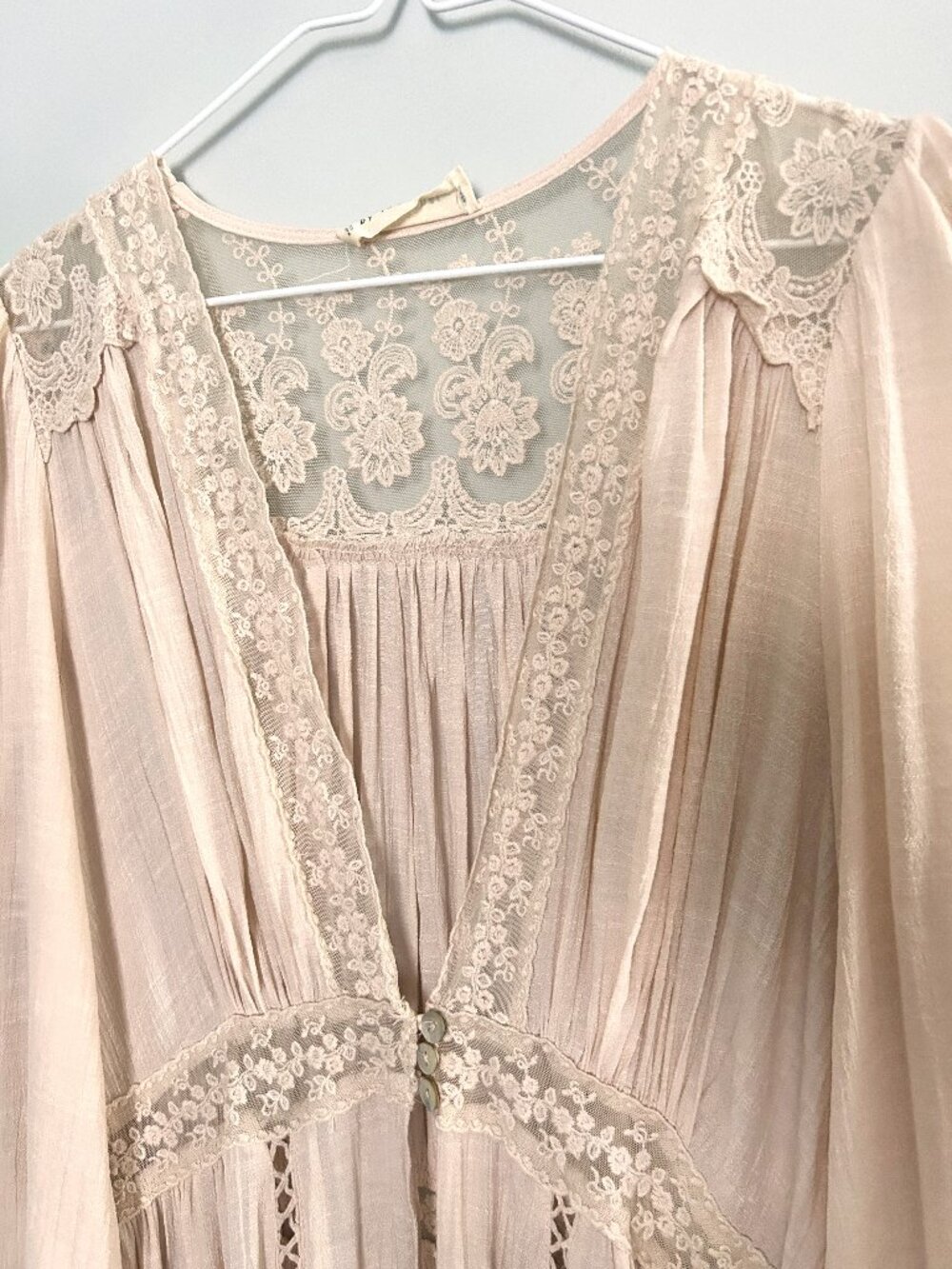 Lace Boho Ivory Duster Sheer Embroidered Kimono Maxi Festival By Together